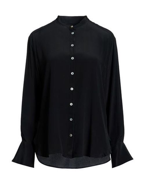 Woman Shirt Black Size 10 Acetate, Silk