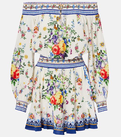 Tiles Darls embellished silk minidress