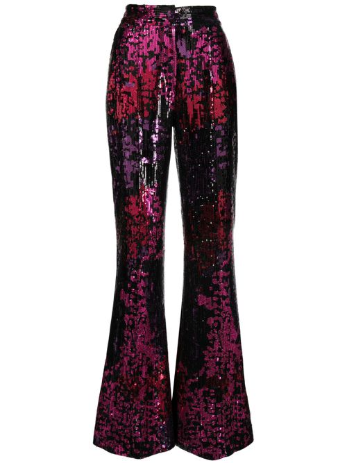 Sequin-embellished flared trousers - Black
