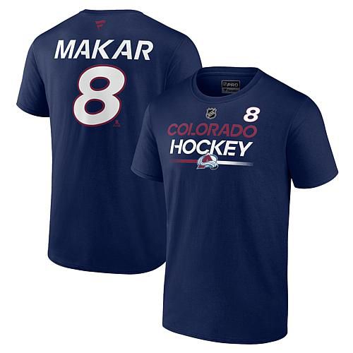 Men's Fanatics Cale Makar Navy Colorado Avalanche Authentic Pro Prime Name & Number T-Shirt - Size 4XL