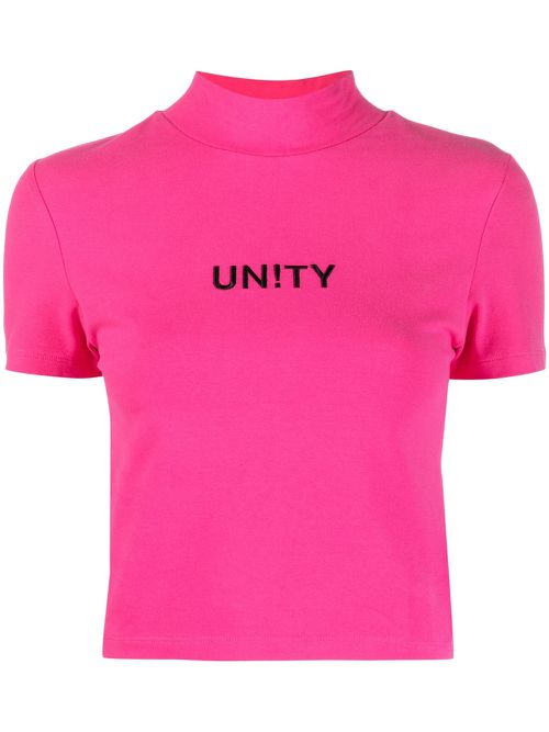 Logo-print high-neck T-shirt - Pink