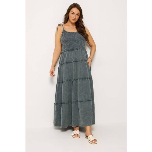 Yours Cheesecloth Tiered Maxi Dress In Dark Grey