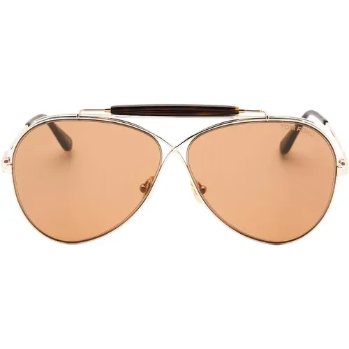 Men's Tom Ford Holden Brown Lens Shiny Rose Gold Sunglasses - Size: ONE size