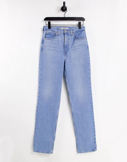 70's straight leg jeans in mid wash-Blue