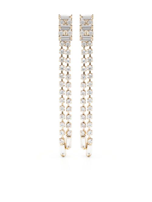 Crystal-embellished long drop earrings - Gold