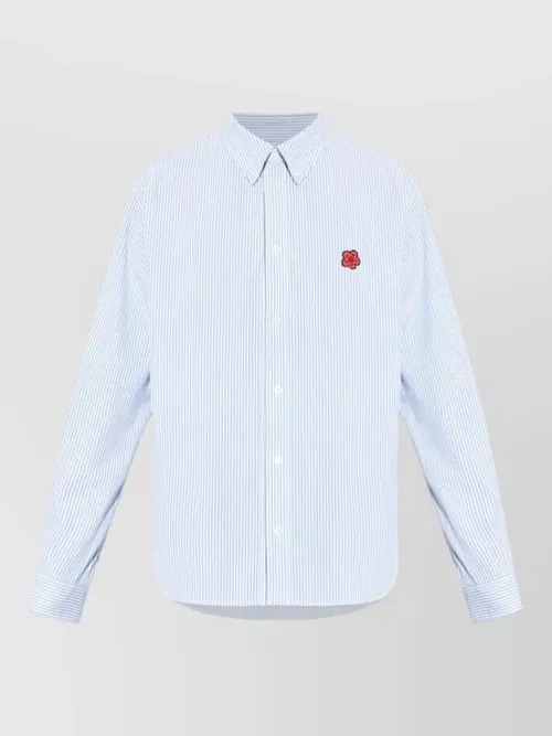 Kenzo - embroidered seersucker cotton shirt