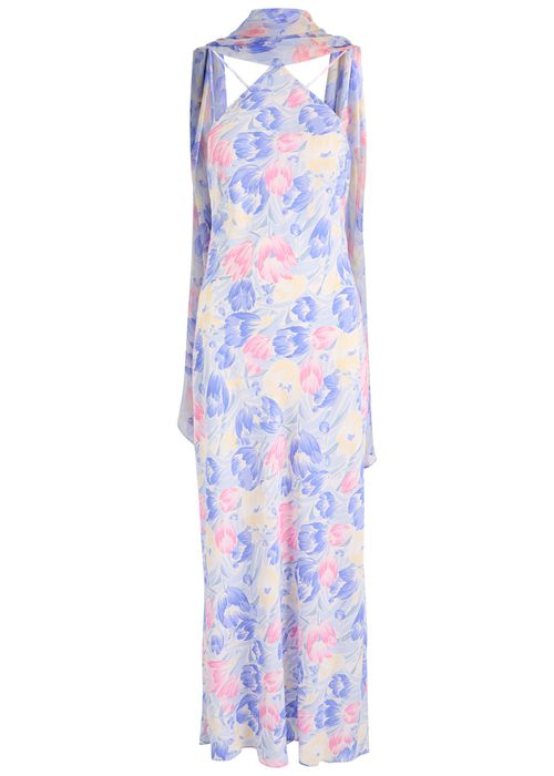 Rixo Hayley Printed Scarf-effect Midi Dress