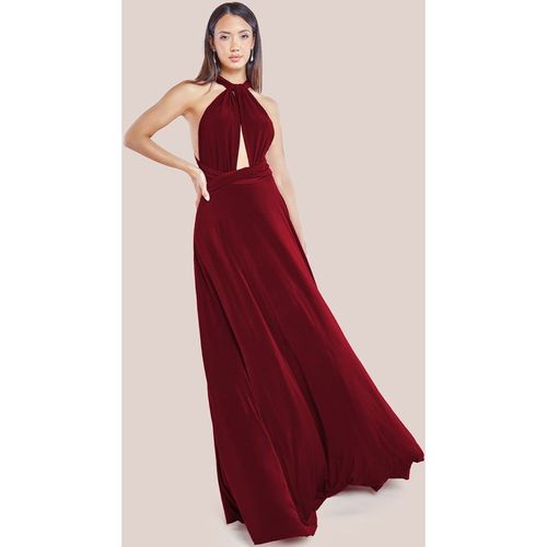 Goddiva Multiway Tie-Up Maxi Dress - Berry