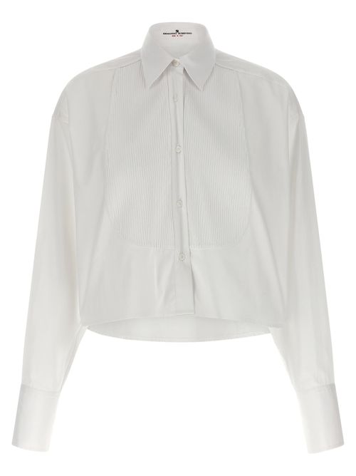 Pleated Cotton Poplin Blouse — White