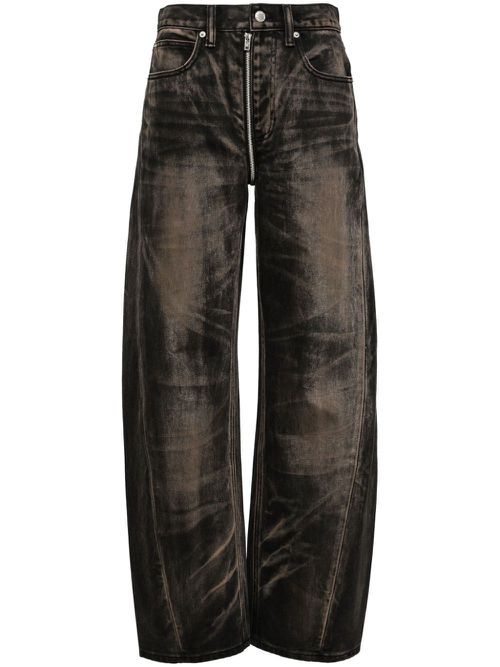 Mid-rise straight-leg jeans - Brown