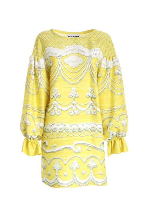 Icing print dress in yellow