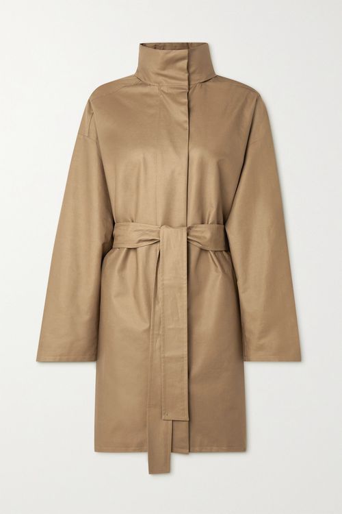 Paulita Hooded Belted Cotton-shell Coat - Beige - x small