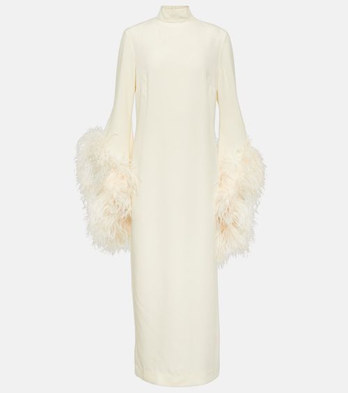 Del Rio feather-trimmed maxi dress