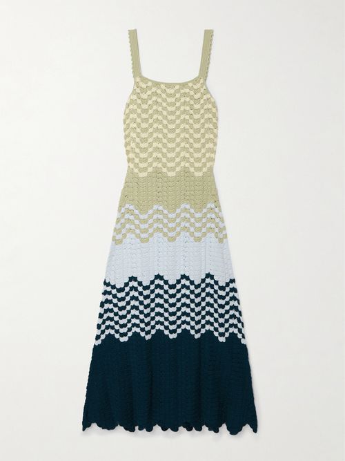 Marea Crocheted Cotton Maxi Dress - Blue