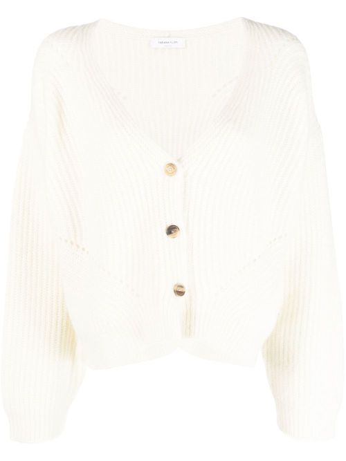 V-neck knitted cardigan - White