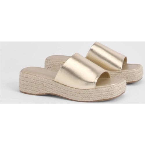 Boohoo Women's Espadrille Mule Wedges in Gold