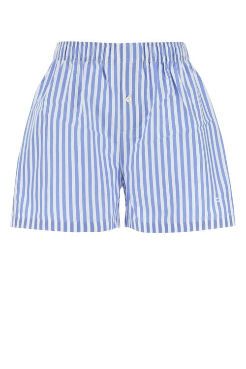Striped Cotton Shorts — Blue