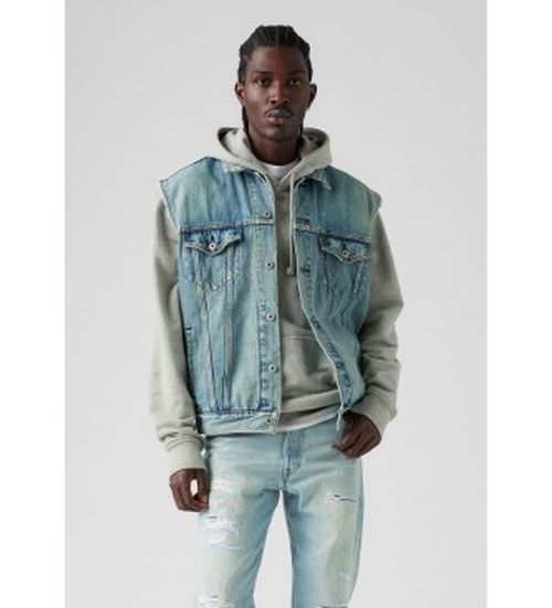 Levi's for man. A5789-0000 Trucker waistcoat blue (S), Casual, Cotton
