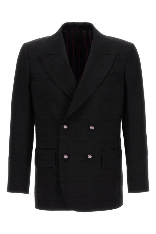 Check Double-Breasted Blazer