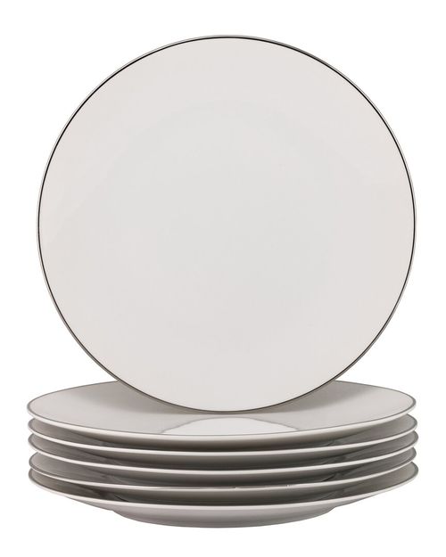 Set Of 6 Royal Coupe Silver Line Dinner Plate