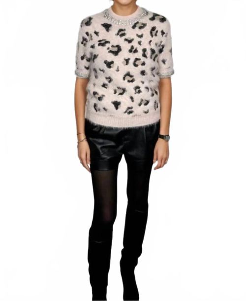 Knit Sweater With Diamond Applique In Unica