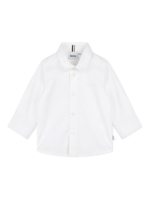 Logo-embroidered cotton shirt - White