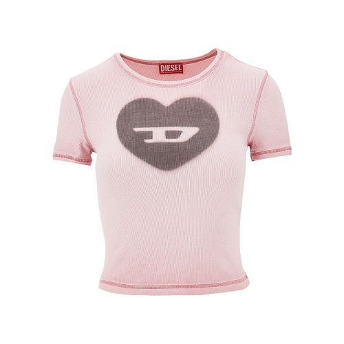 DIESEL Heart print ribbed T-shirt Woman S