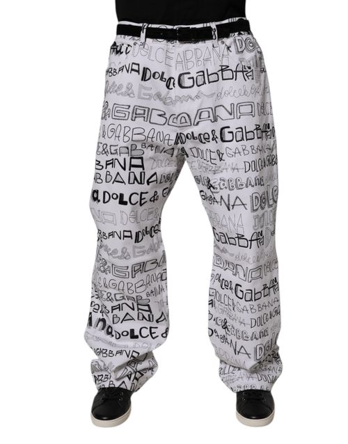 Logo-Print Straight Jeans — White
