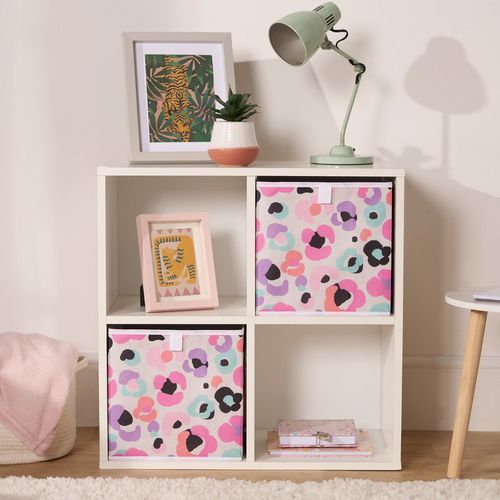 OHS Leopard Print Cube Storage Boxes, Multi - 2 Pack