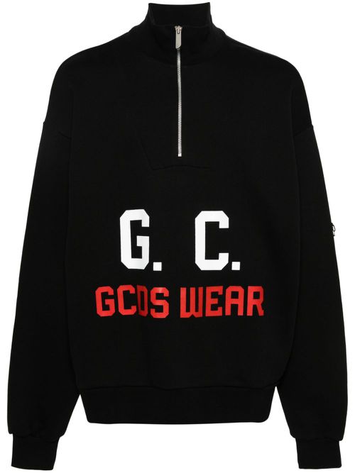 Logo-print half-zipped sweatshirt - Black