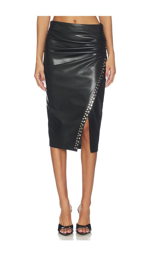 Generation Love Regina Studded Vegan Leather Skirt in Black. L. Also in M, S