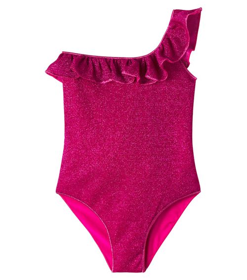 Oséree Kids Lumière ruffled one-shoulder swimsuit