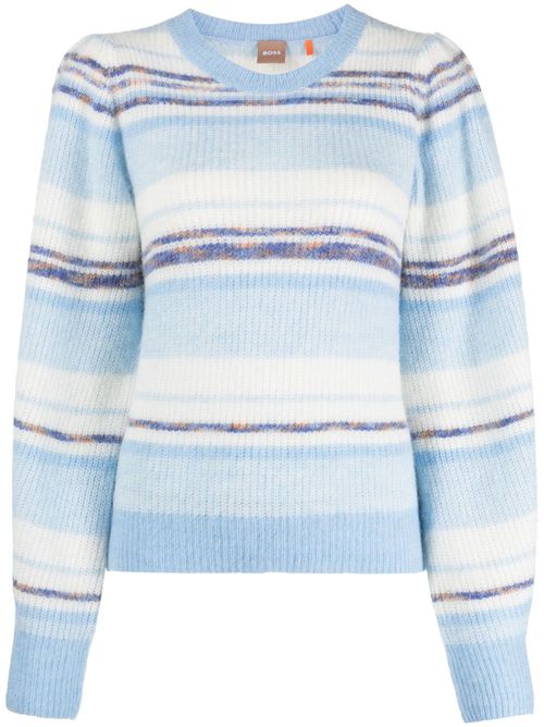 Stripe-pattern crew-neck sweatshirt - Blue