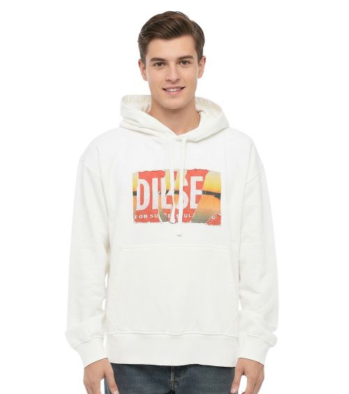 White Graphic Logo Hoodie