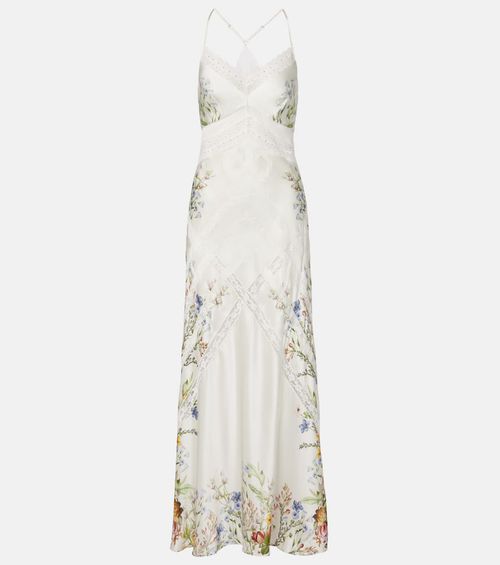 Floral silk satin slip dress