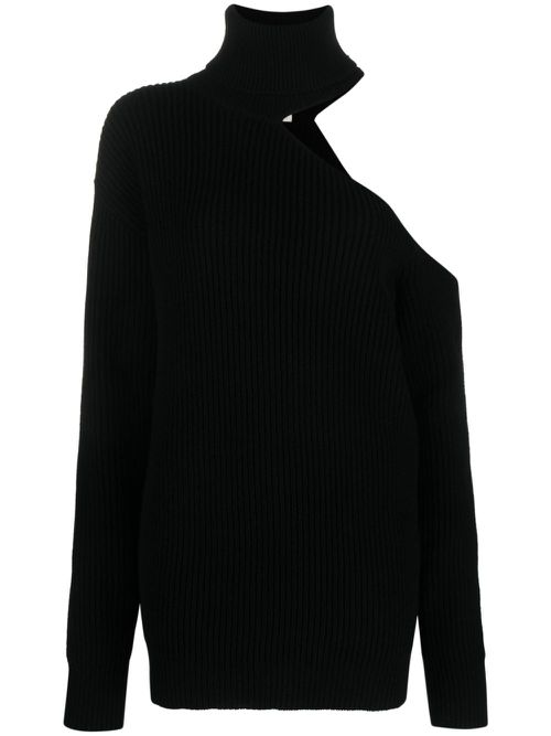 Cut-out knitted jumper - Black