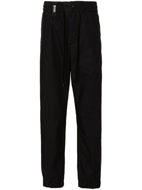 Logo-strap tapered-leg trousers - Black