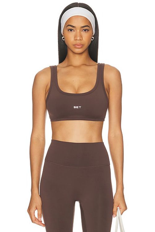 SET Active Airluxe Breathe Scoop Bra in Terrain - Brown. L also in M, S, XL