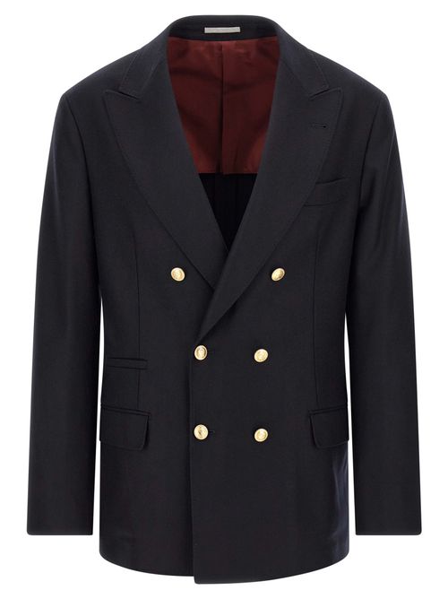Navy Blue Peaked Lapel Blazer