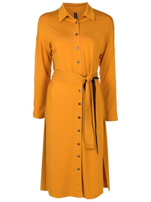 Belted jersey shirt dress - Yellow
