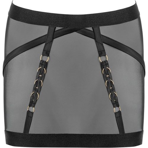 Suri Mesh Open-Back Skirt Black