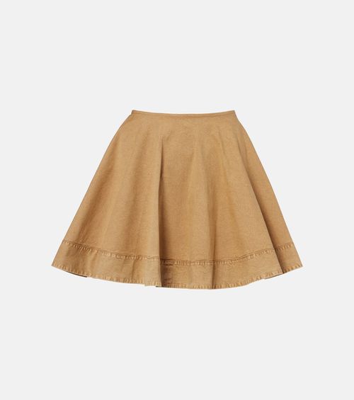Flared cotton-blend miniskirt