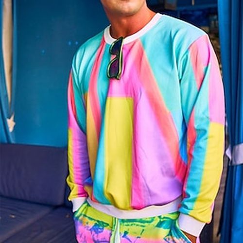 Men's Color Block Graphic Prints Sweatshirt Pullover Long Sleeve Sweatshirt Crew Neck Streetwear Designer Basic 3D Print Daily Sports Holiday Print Spring Fa