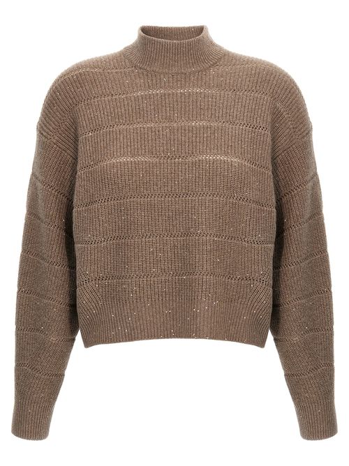 Brunello Cucinelli - Rustic Dazzling Net Sweaters And Cardigans Brown