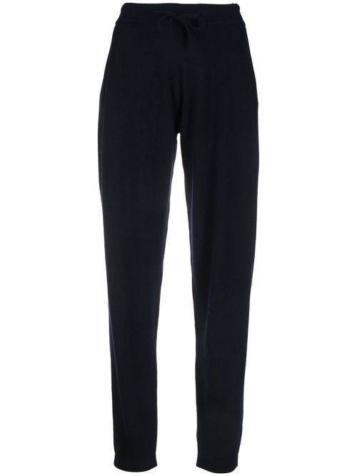 Drawstring tapered cashmere trousers - Blue
