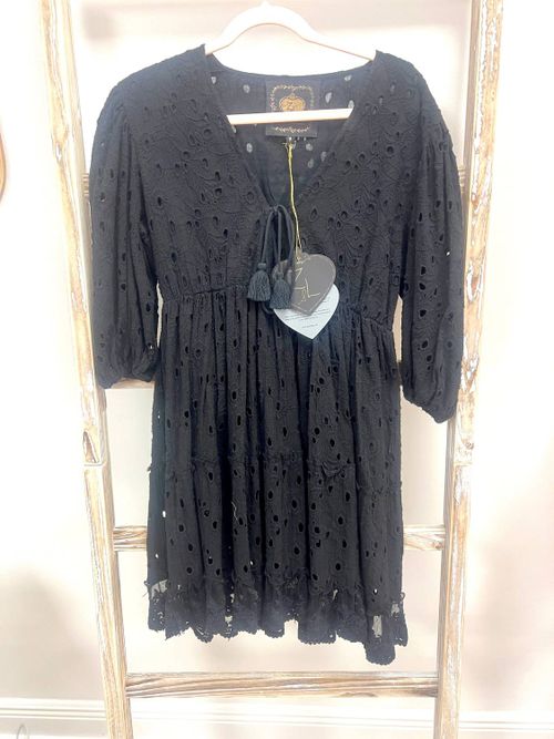 Women's Eyelet Mini Dress In Black