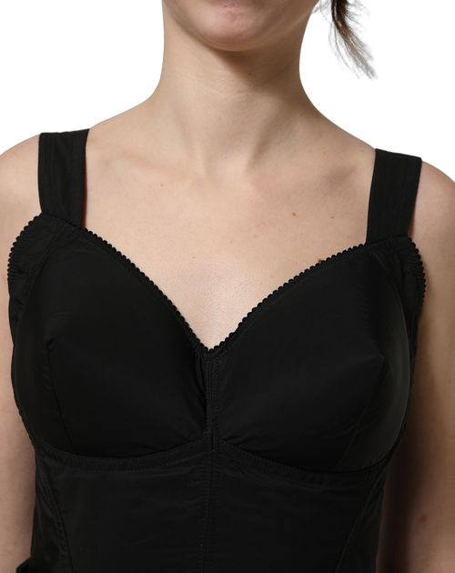 Nylon Sleeveless Mini Dress — Black