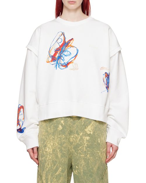 Pattern printed long-sleeved hoodie