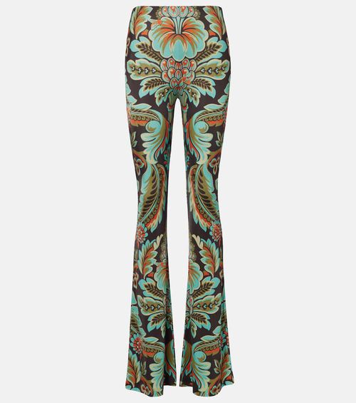 Printed crêpe jersey flared pants