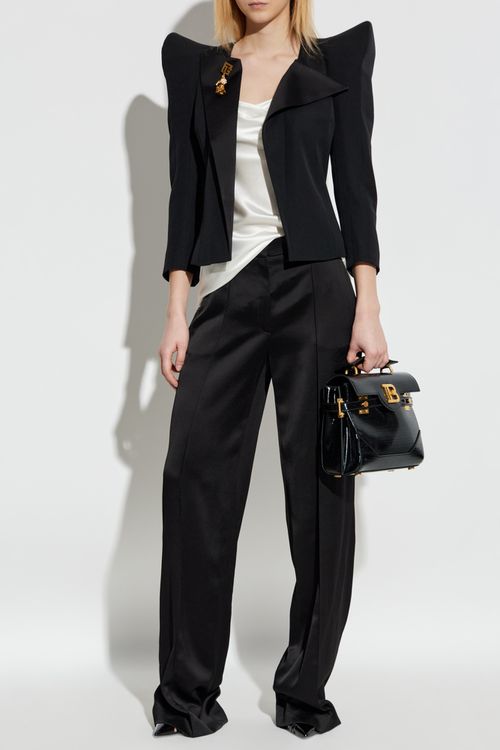 Balmain Trousers With Stitching On The Legs, Women's, Black